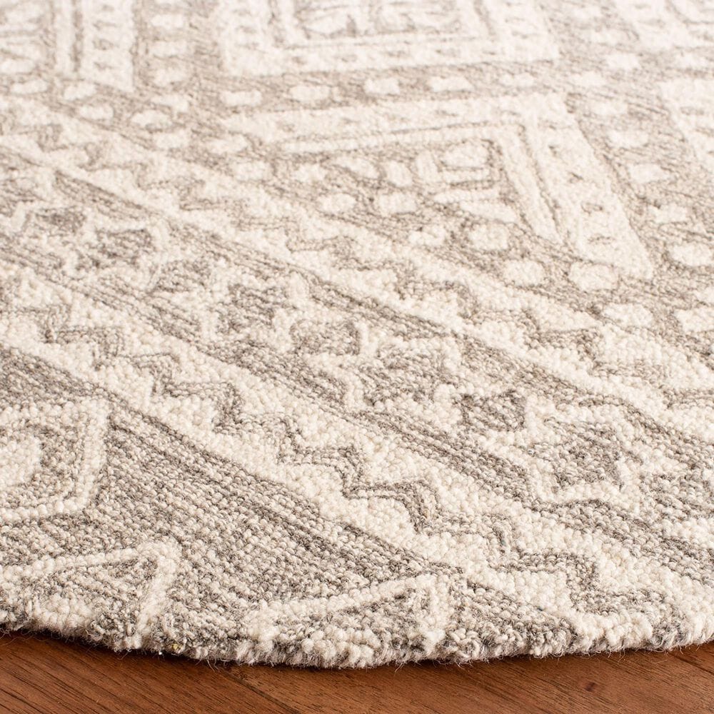 Safavieh Micro-Loop 5&#39; Round Dark Gray and Ivory Area Rug, , large
