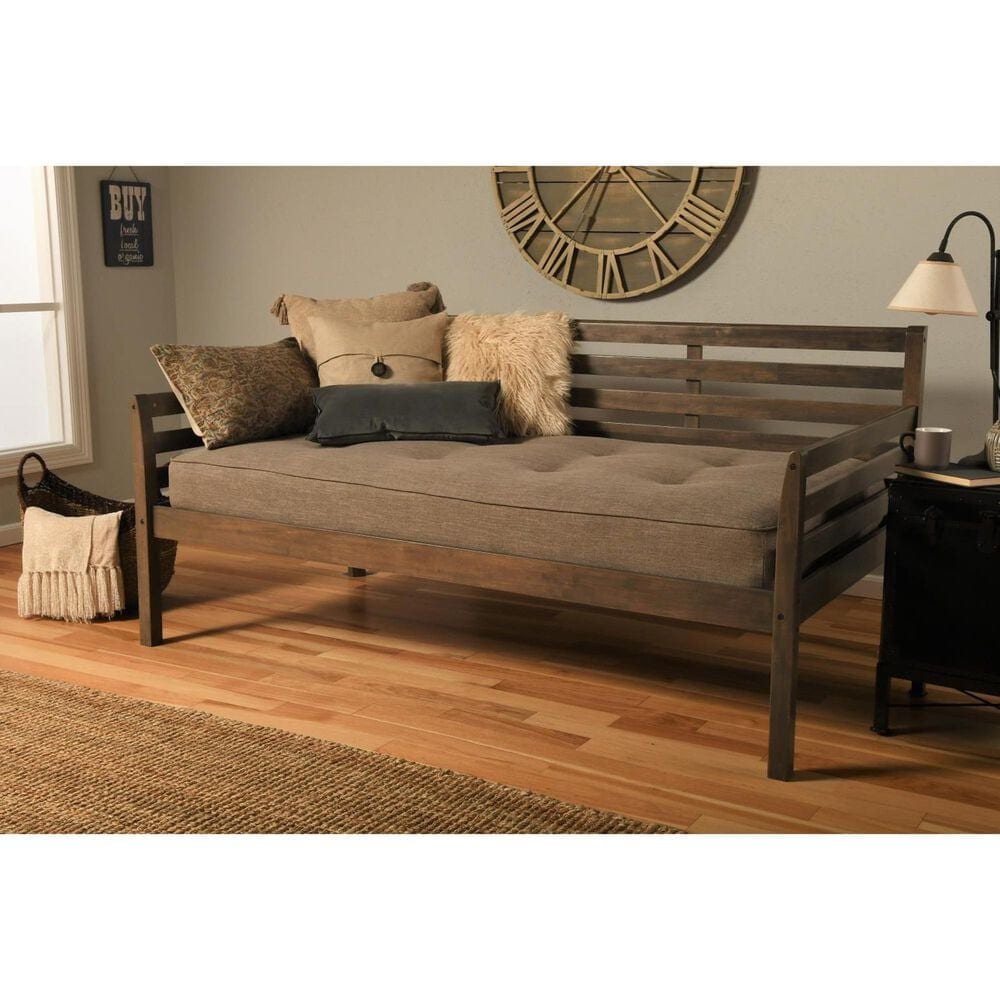 Sable Home Boho Twin Daybed with Pop Up Trundle in Rustic Walnut, , large