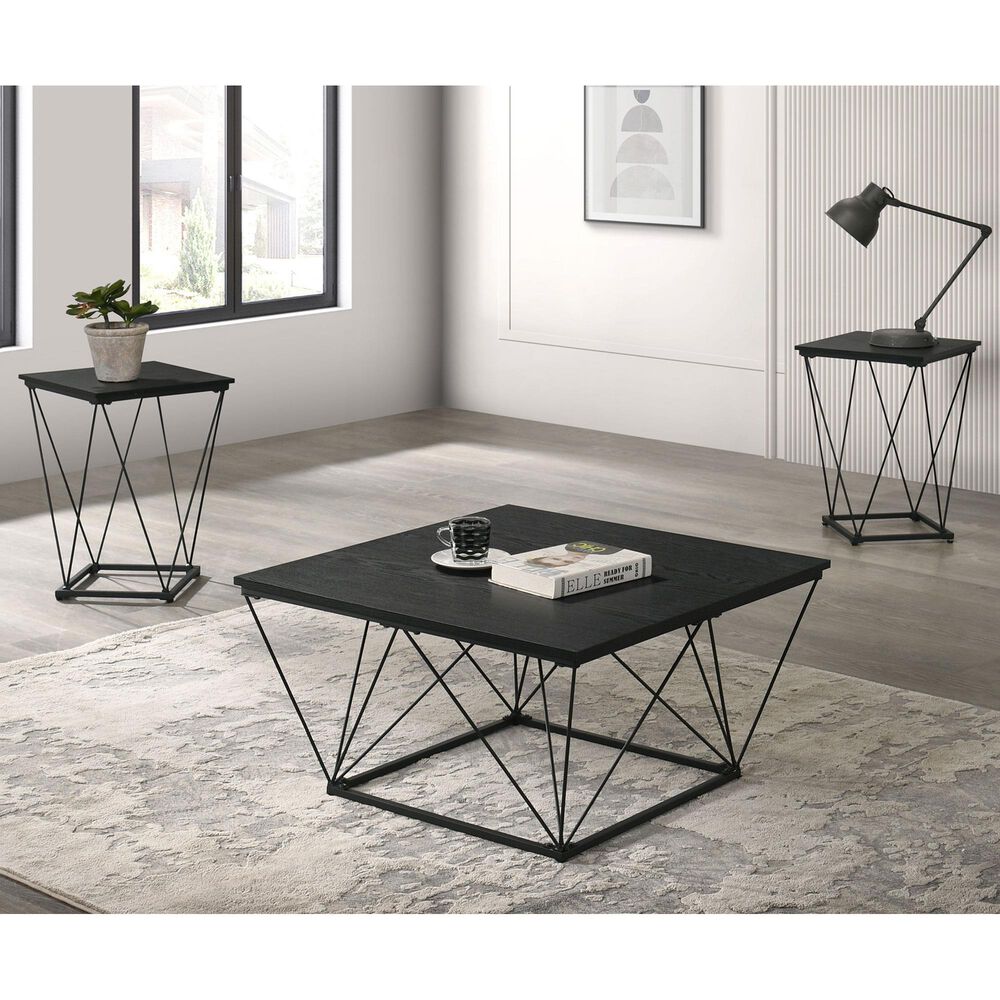 Furniture of America Anitta 3-Piece Table Set in Black, , large