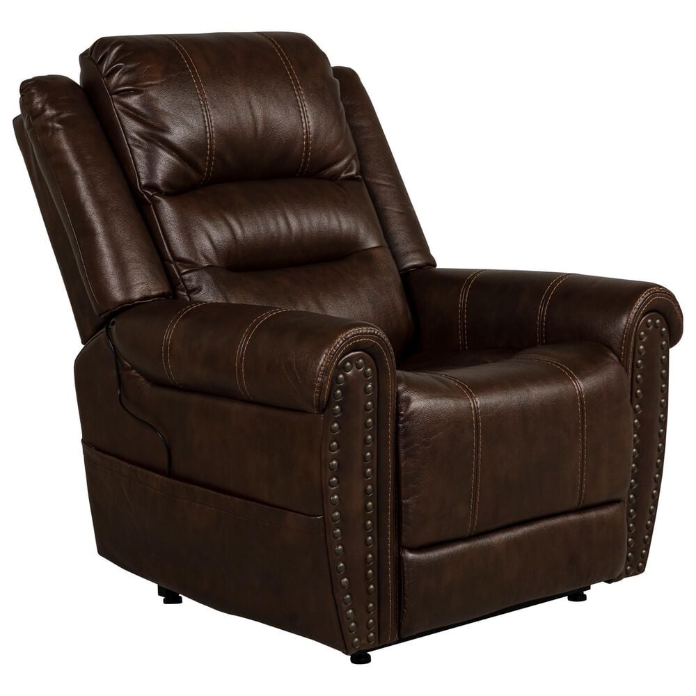 Flexsteel Oscar Power Lift Recliner with Power Lumbar and Headrest in Brown, , large