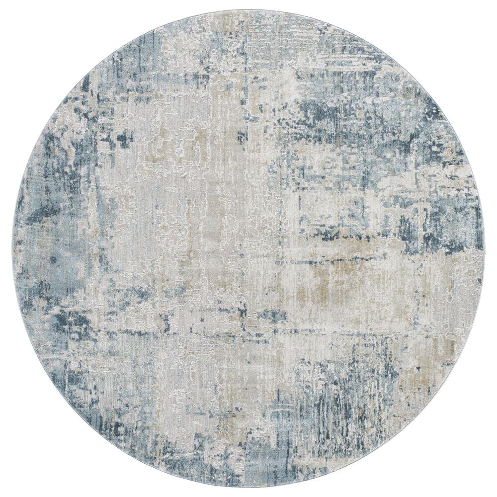 Surya Brunswick 7"10" Round Dusty Sage, Light Gray, Olive, Pale Blue, Taupe, Teal and Navy Area Rug, , large