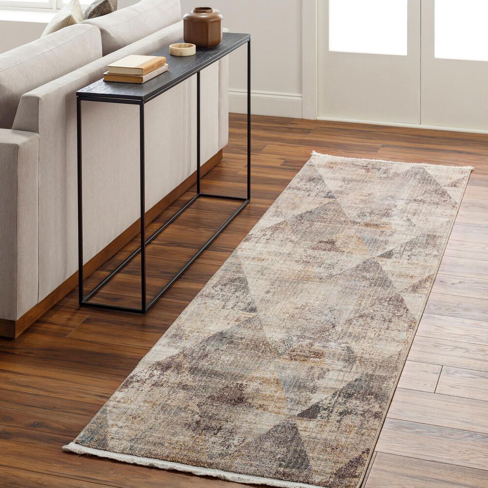 Surya Aida AAD-2308 2&#39;7&quot; x 9&#39; Beige, Tan, Gray, Ivory and Medium Gray Runner, , large