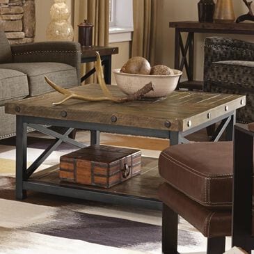 Flexsteel Carpenter Square Cocktail Table in Oiled Oak, , large