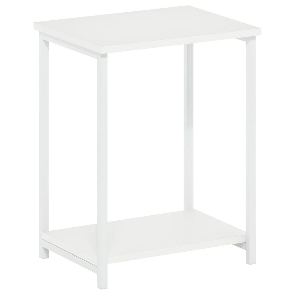HOMLUX 2-Tier End Table with Open Shelf Storage Display in White, , large