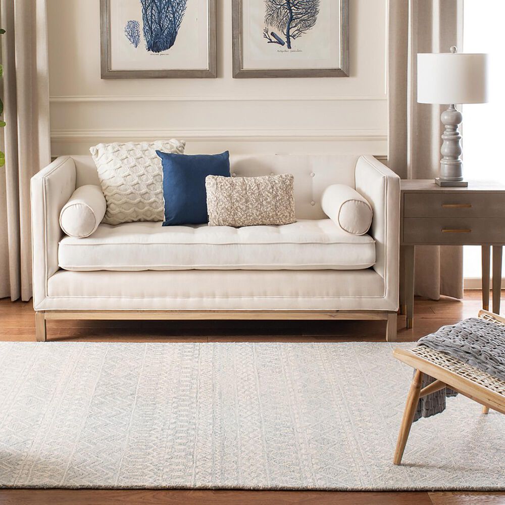 Safavieh Micro-Loop 3&#39; x 5&#39; Aqua and Ivory Area Rug, , large