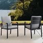 Blue River Crown Outdoor Dining Chair with Dark Gray Cushion in Black and Teak (Set of 2), , large