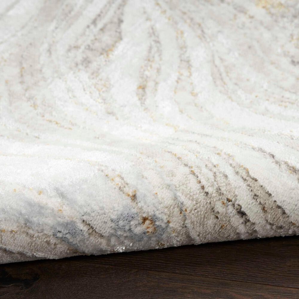 Nourison Glitz GLZ22 Grey and Gold 9&#39; x 12&#39; Area Rug, , large