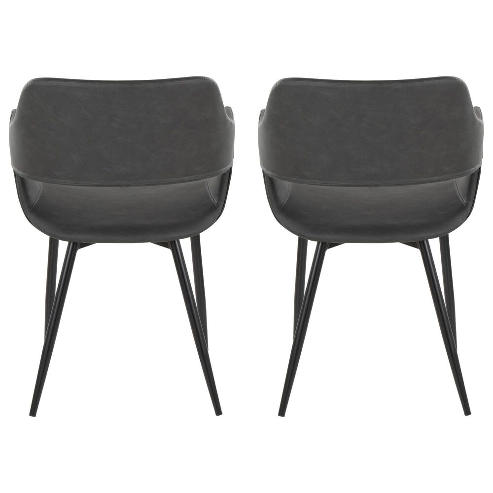 LumiSource Margarite Contemporary Dining/accent Chair in Black Metal and Grey Faux Leather by LumiSource - Set of 2, , large
