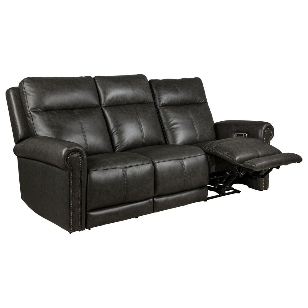Flexsteel Alexander Power Reclining Sofa with Console Headrest and Lumbar in Weathered Stone, , large