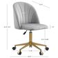 Linon Home Decor Adalynn Swivel Desk Chair with Gray Cushion in Gold, , large