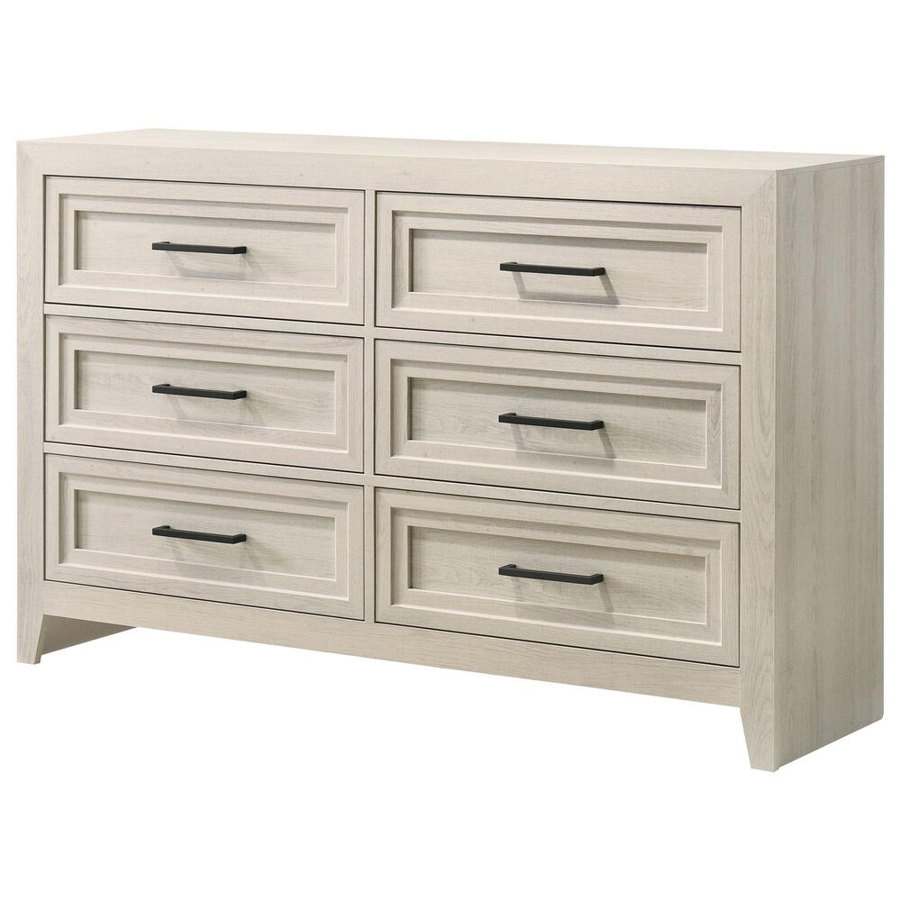 Crown Mark Lorraine 6 Drawer Dresser and Mirror in Antique White, , large
