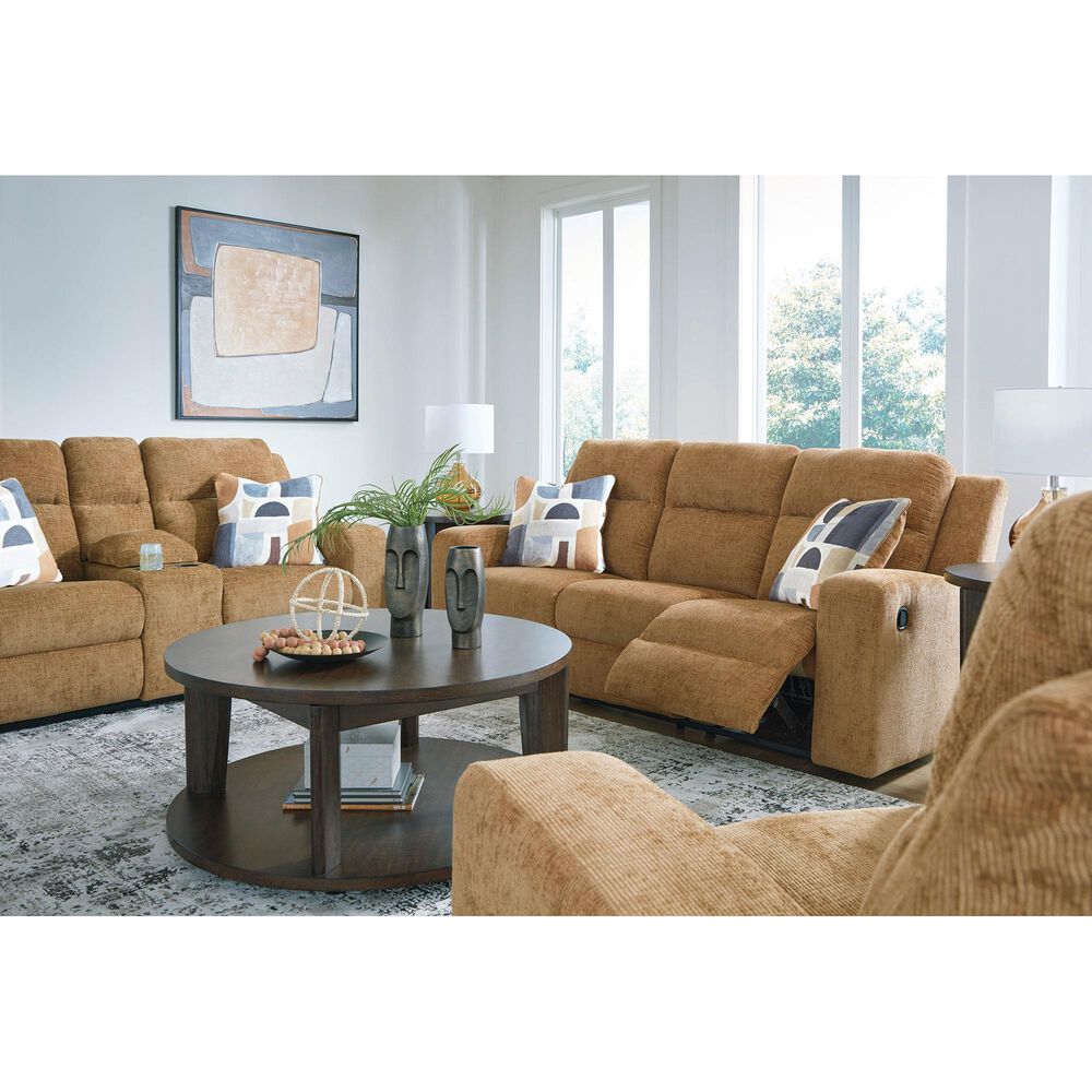 Ashley Kanlow Manual Reclining Sofa in Honey, , large
