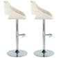 LumiSource Fabrico Swivel Adjustable Bar Stool with Cream Noise Fabric Upholstery and Rounded T Footrest in Chrome (Set of 2), , large