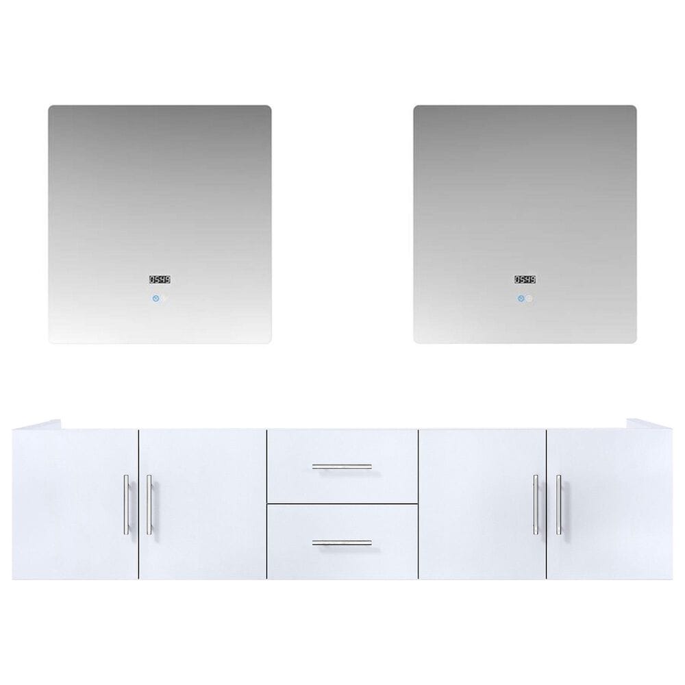 Lexora Home Geneva 80&quot; Double Bathroom Vanity Cabinet Only in Glossy White and 30&quot; LED Mirrors, , large