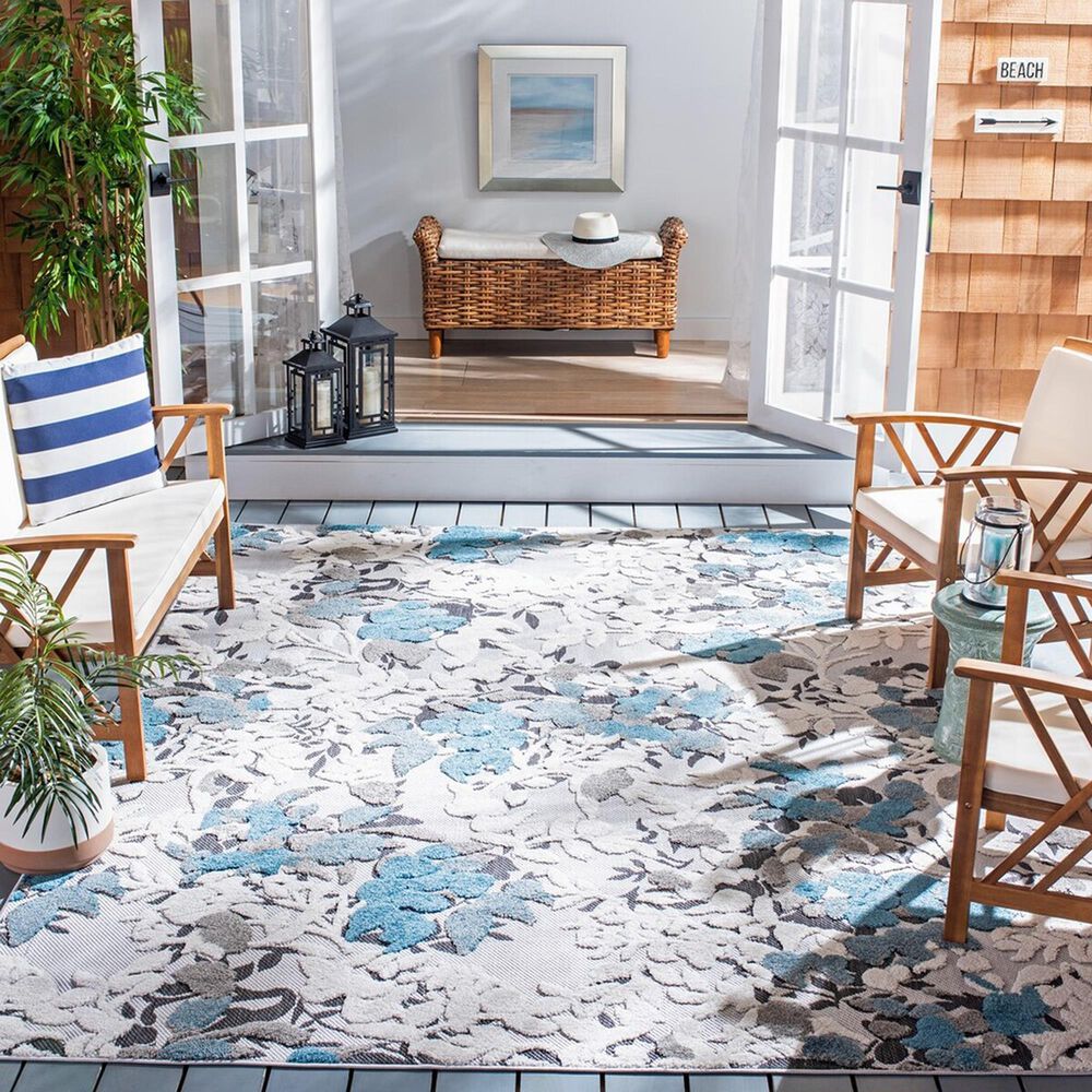 Safavieh Cabana CBN674B 9&#39; x 12&#39; Beige and Blue Indoor/Outdoor Area Performance Rug, , large