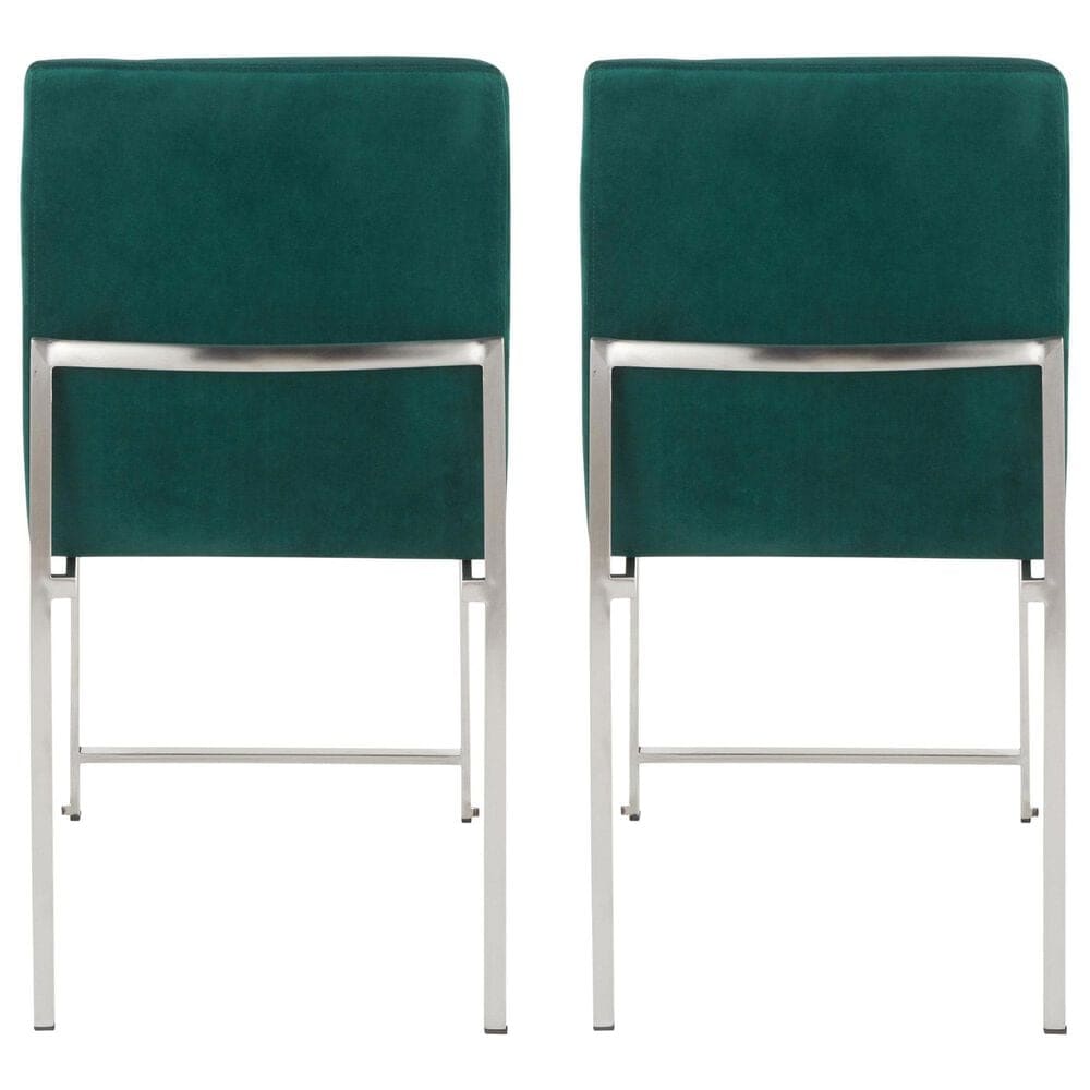 Lumisource Fuji Side Chair with Green Cushion in Brushed Stainless Steel &#40;Set of 2&#41;, , large