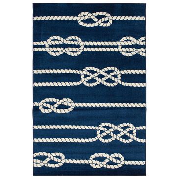 Central Oriental Terrace Tropic Nautical Life 5" x 7"3" Sapphire and Snow Area Rug, , large