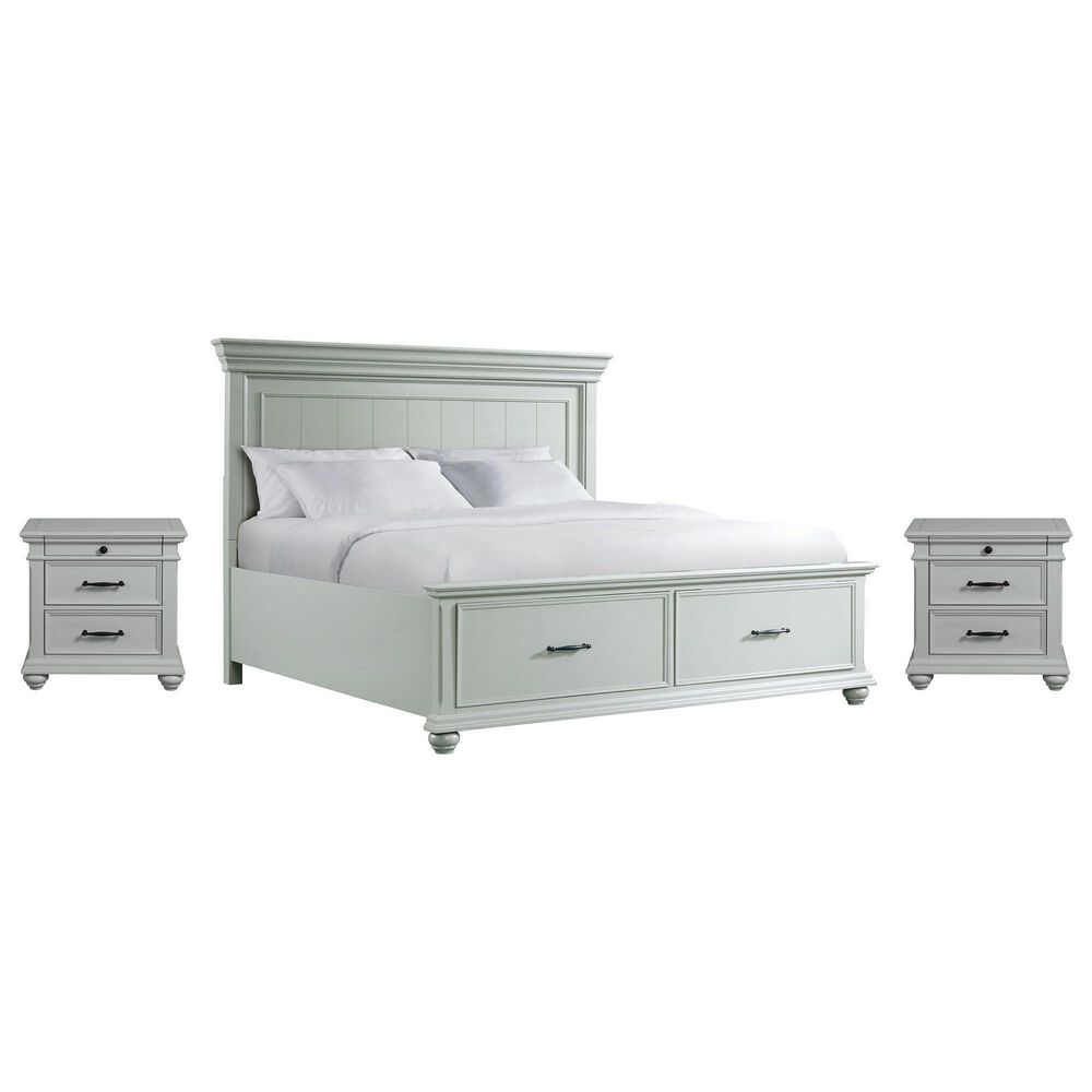 Mayberry Hill Slater Queen Storage Bed with Two Nightstands in Gray, , large