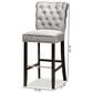 Baxton Studio Daphne Bar Stool with Dark Grey Velvet Cushion in Dark Brown (Set of 2), , large