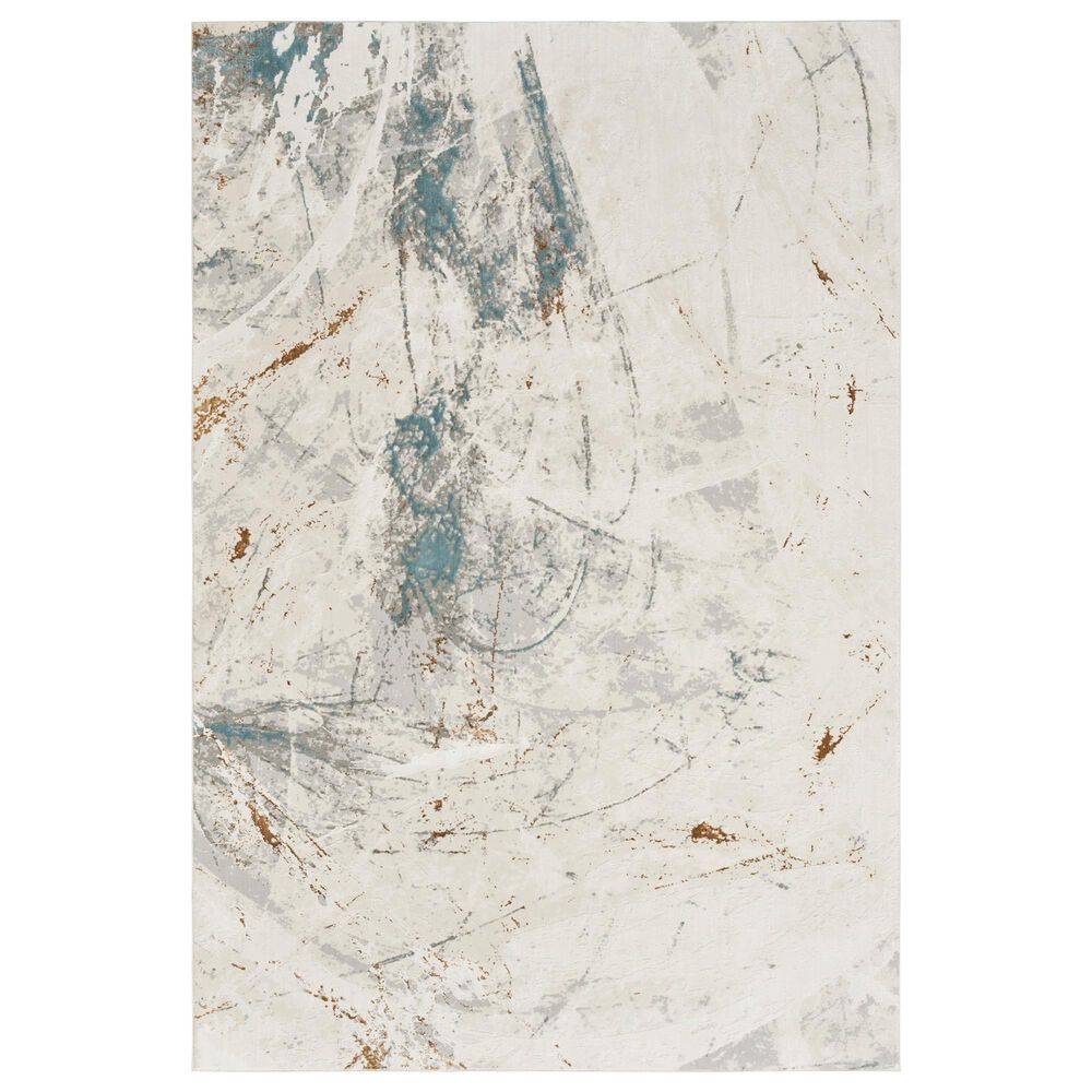 Nourison Desire Ivory, Grey and Blue 3"11" x 5"11" Area Rug, , large