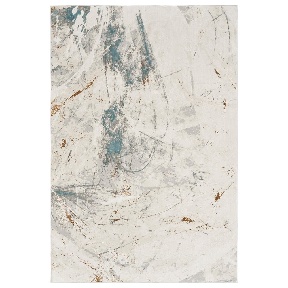 Nourison Desire Ivory, Grey and Blue 3"11" x 5"11" Area Rug, , large