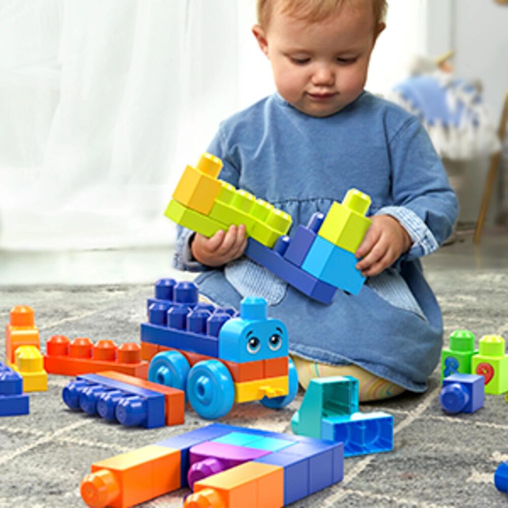 Mattel Even Bigger Blocks Building Set with Storage Bag for Toddler in Multicolor, , large