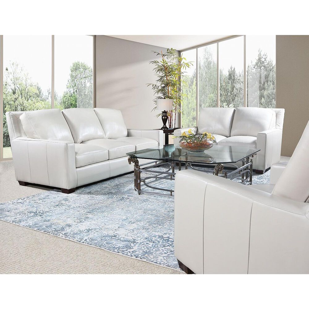 USA Premium Leather Stationary Loveseat in Pebble Bone, , large