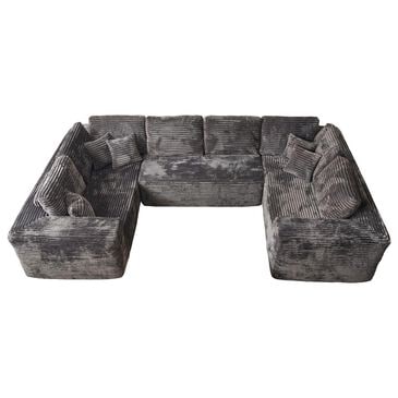 HOMLUX Modular Sectional Cloud Couch, Plush Corduroy U Shaped Sofa with Chaise, Big Comfy Couches Set in Grey, , large