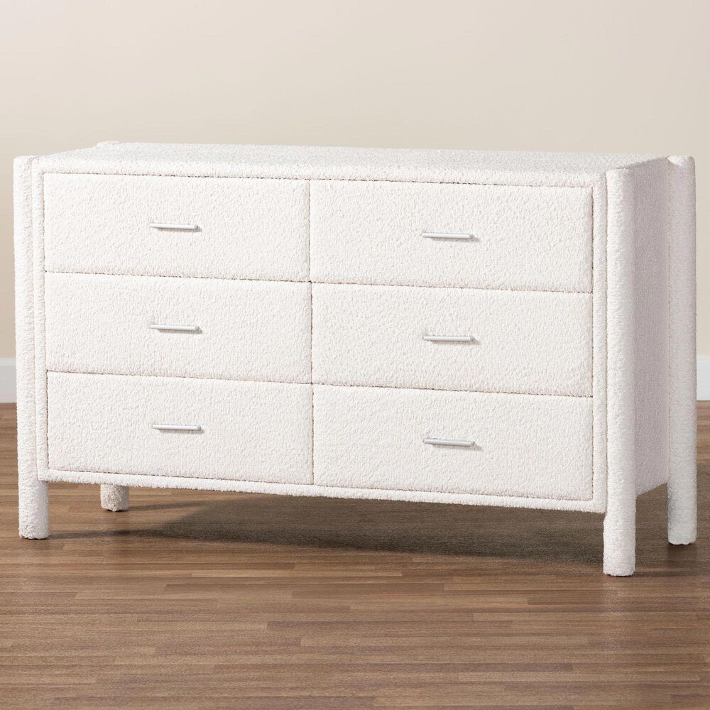 Baxton Studio Laria 6-Drawer Dresser in White, , large