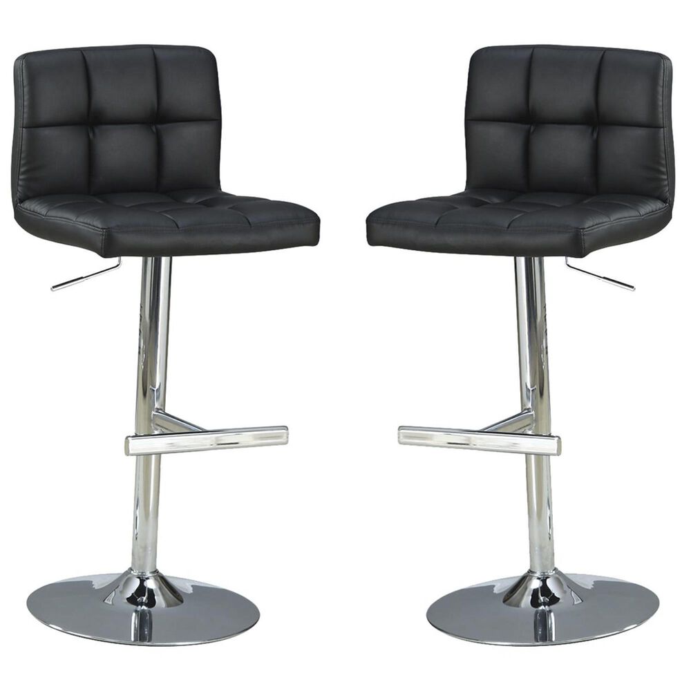 Pacific Landing Adjustable Barstool with Black Seat in Chrome - Set of 2, , large