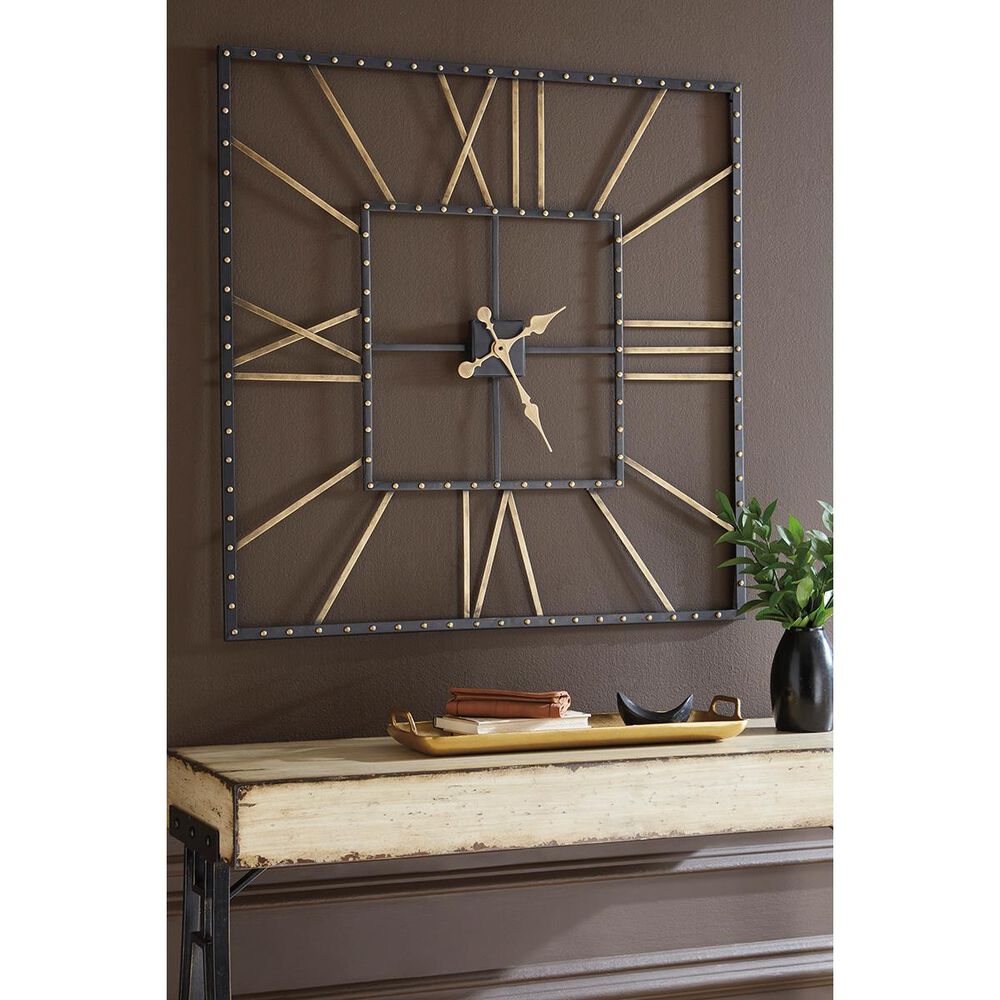 Ashley Thames Wall Clock in Black/Gold, , large