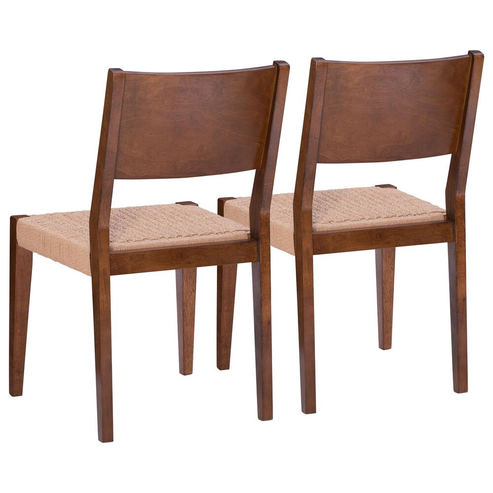 Linon Home Decor Cadence Side Chair with Woven Rope Seat in Brown (Set of 2), , large