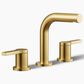Kohler Elate Widespread Bathroom Sink Faucet in Vibrant Brushed Moderne Brass, , large