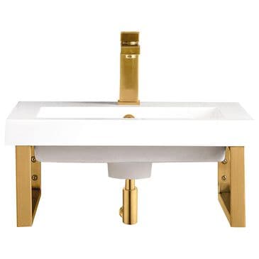 James Martin Vanities Boston 20" Single Wall Brackets in Radiant Gold with 3 cm White Glossy Resin Top and Rectangular Sink, , large