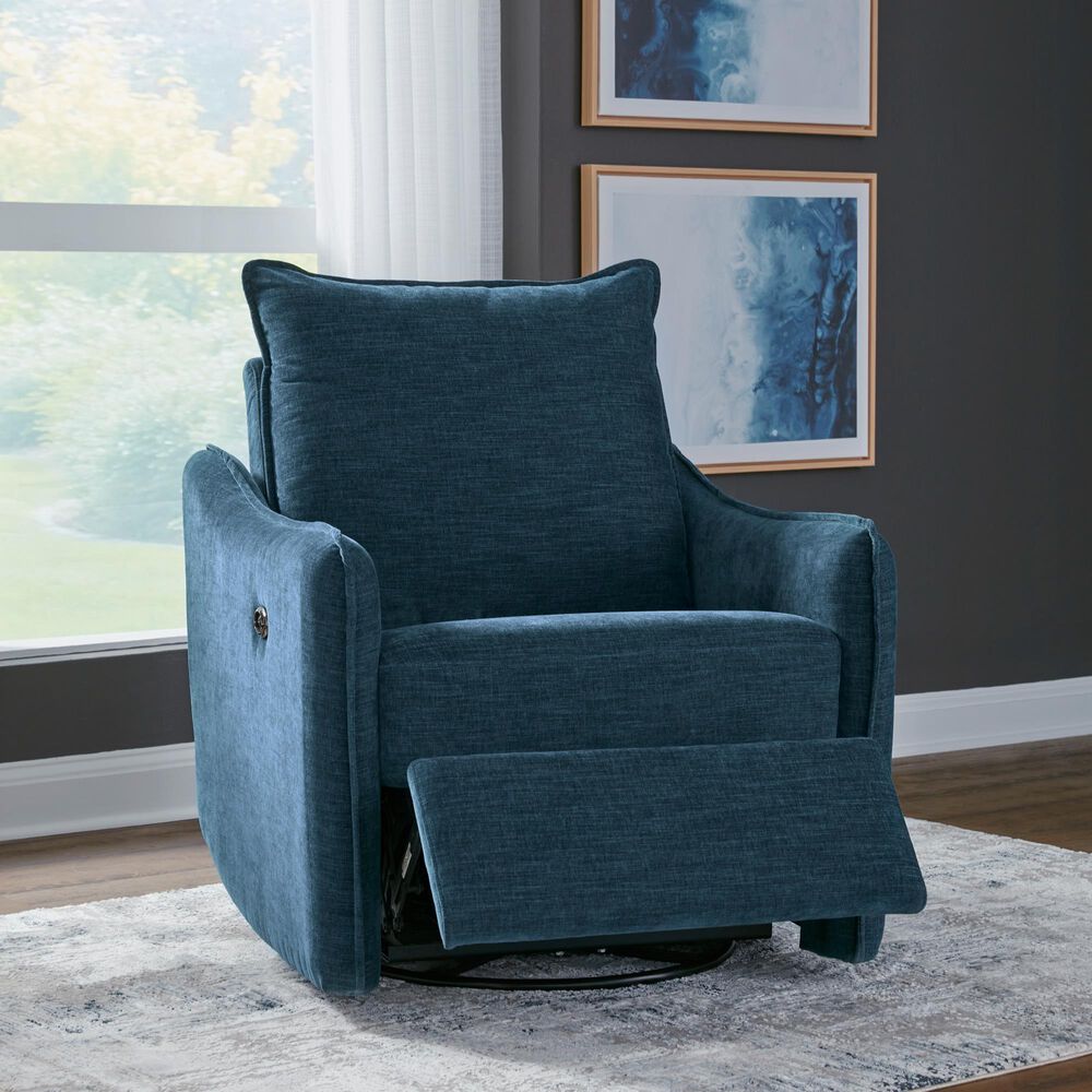 Ashley McBurg Swivel Power Recliner in Navy, , large