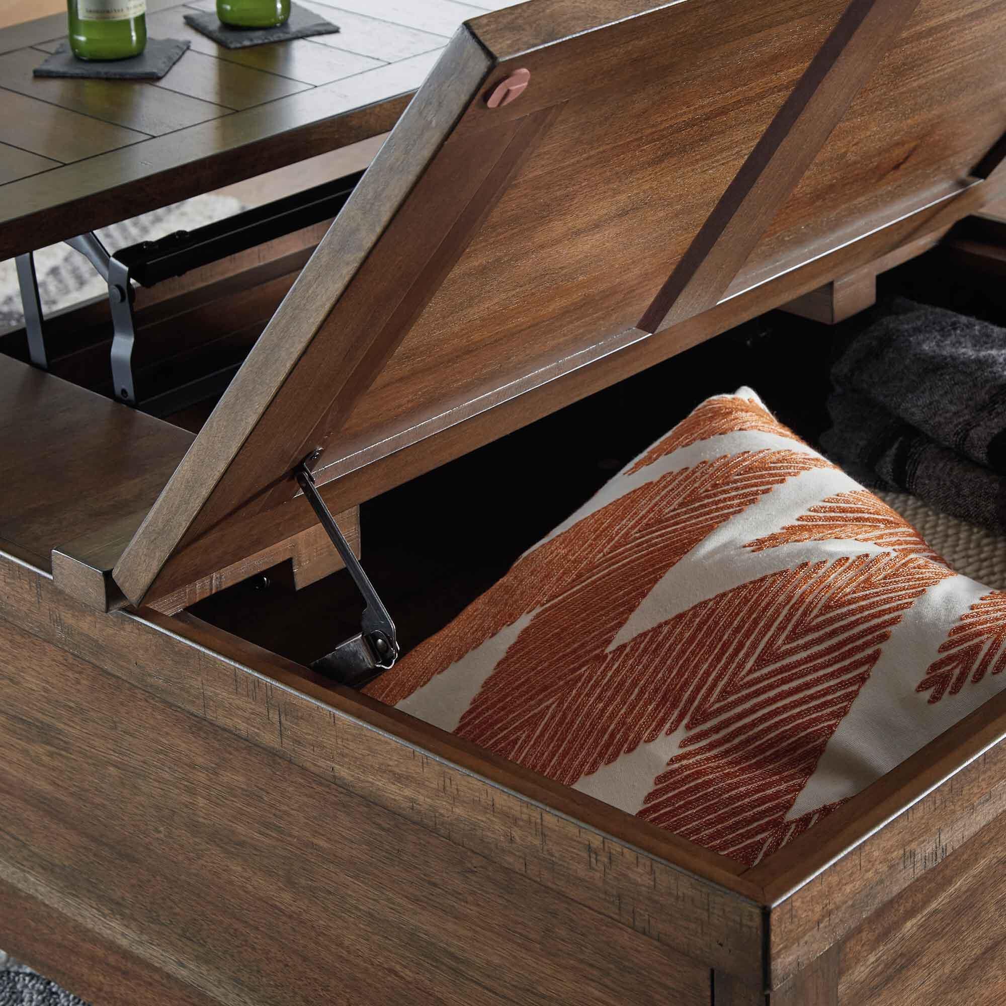 Ashley Moriville Lift Top Coffee Table in Grayish Brown
