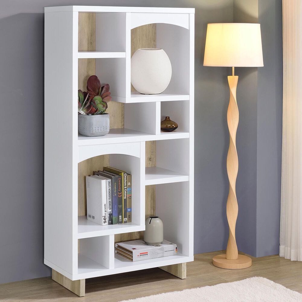 Pacific Landing Dalton 65&quot; Bookcase in White and Brown, , large