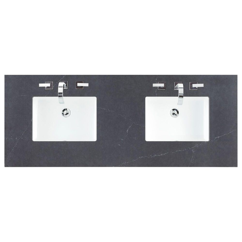 James Martin Vanities Brittany 60&quot; Double Bathroom Vanity in Victory Blue with 3 cm Charcoal Soapstone Quartz Top, , large