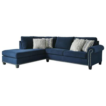 Signature Design by Ashley Trendle 2-Piece Stationary Sectional with Left Facing Chaise in Navy Velvet, , large