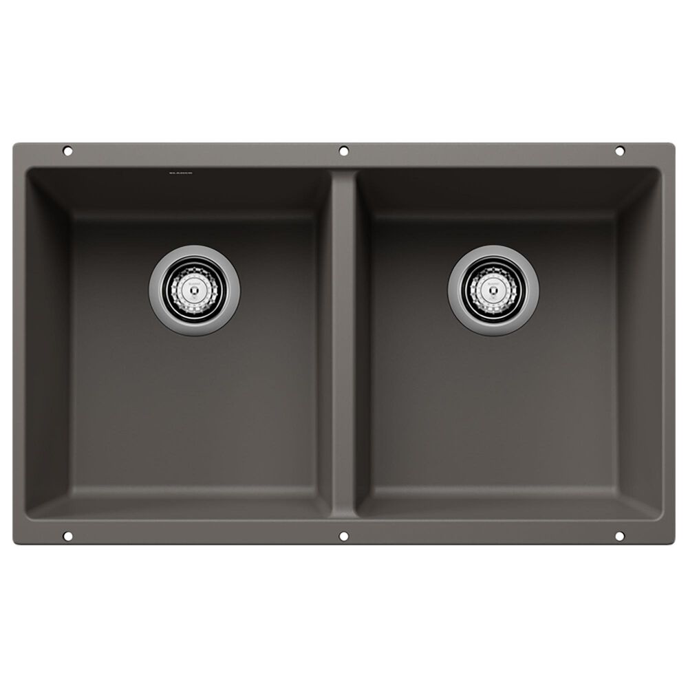 Blanco Precis 30" Equal Double Bowl Kitchen Sink in Volcano Gray, , large
