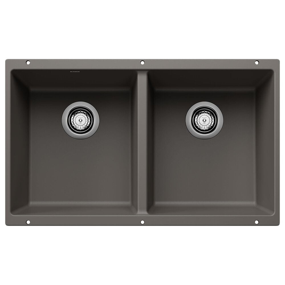 Blanco Precis 30" Equal Double Bowl Kitchen Sink in Volcano Gray, , large