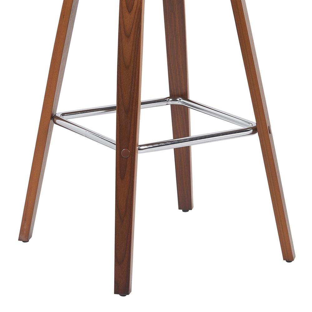 Armen Living Vienna Swivel Bar Height Stool with Vintage Blue Upholstery in Walnut, , large