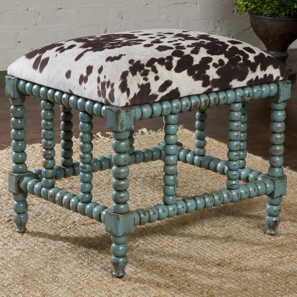 Uttermost Chahna Bench in Aqua Blue with Green Cast, , large