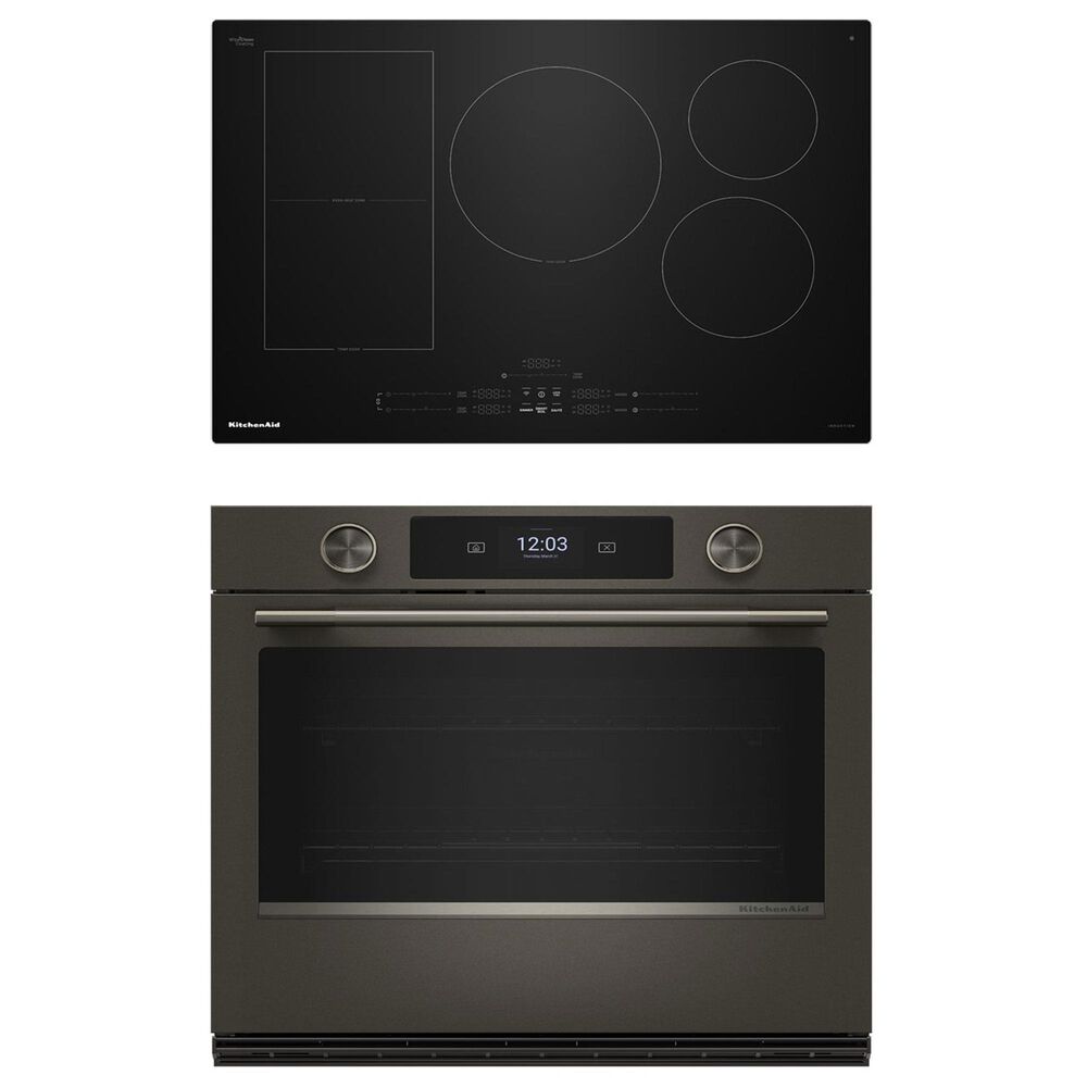 KitchenAid 2-Piece Kitchen Package with Black Ore 30" Smart Single Wall Oven and Black 30" Induction Cooktop, , large