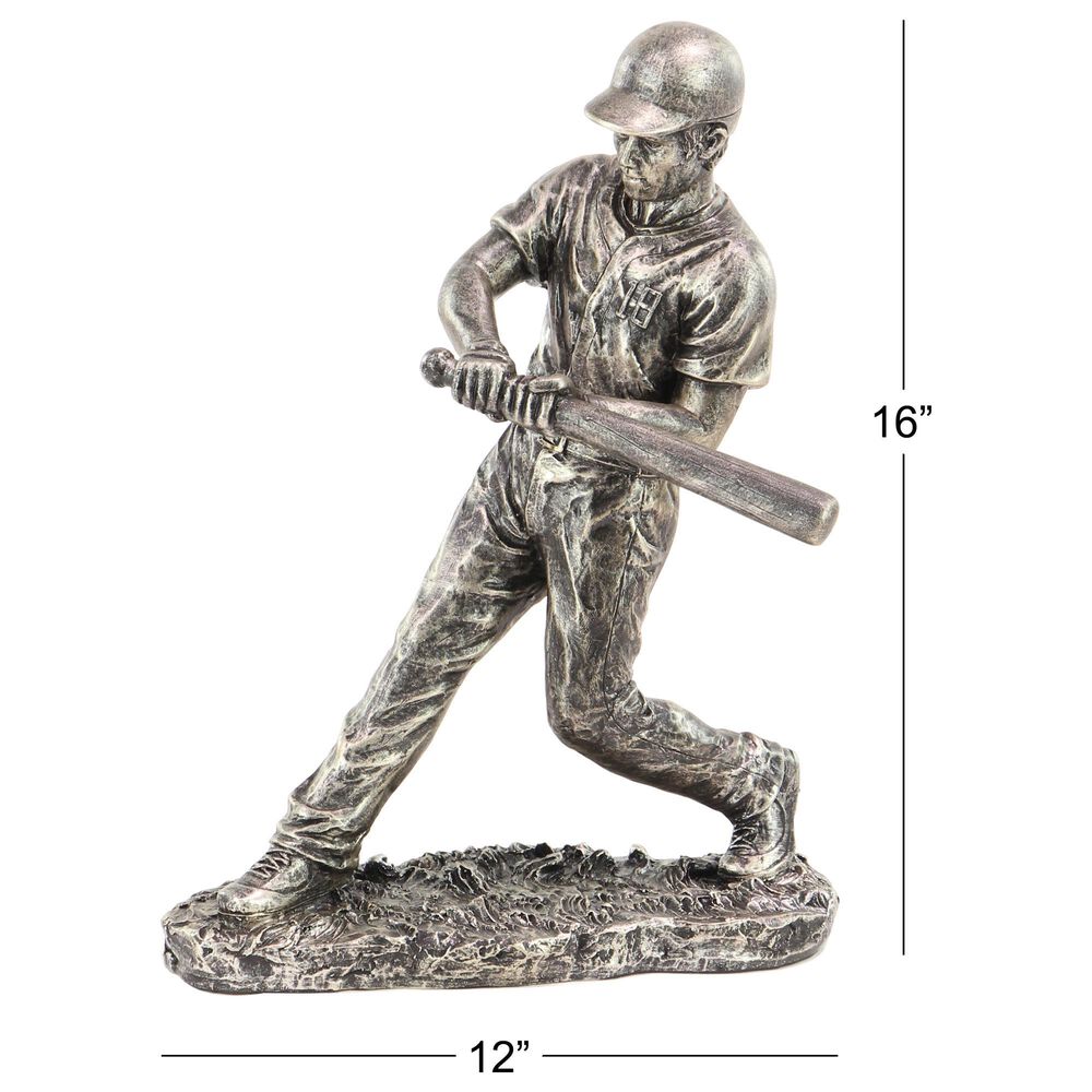 Maple and Jade Baseball Player Sculpture in Silver, , large
