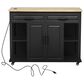 HOMLUX 47" Kitchen Island with Extendable Dining Table in Black and Natural, , large