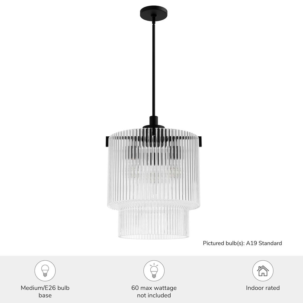 Hunter Ontario Jasmine Roth 3-Light Pendant in Matte Black, , large