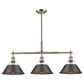 Golden Lighting Orwell 3-Light Linear Pendant with Rubbed Bronze Shade in Aged Brass, , large
