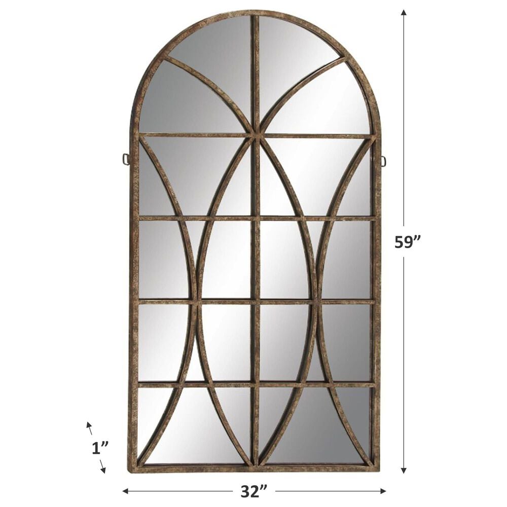 Maple and Jade Arched Wall Mirror in Medium Wood, , large