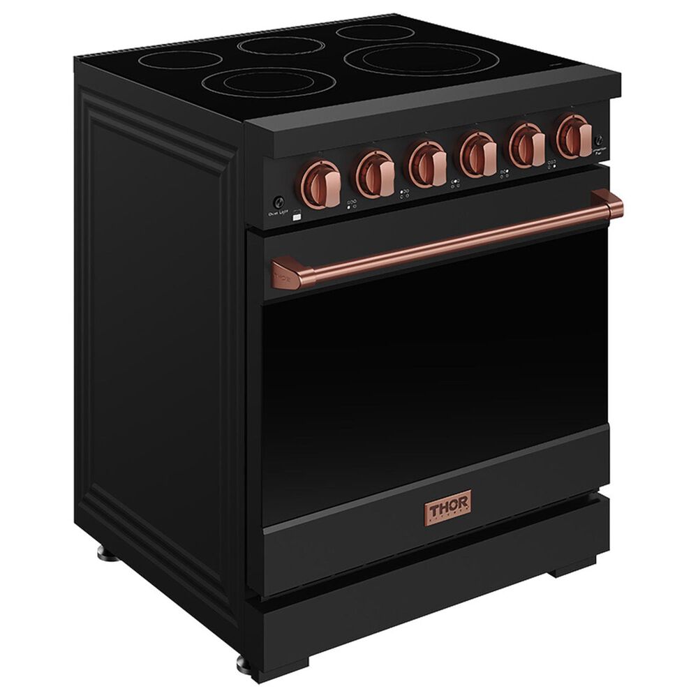 Thor Kitchen Gordon Ramsay 4.6 Cu. Ft. Professional Freestanding Electric Range with Rose Gold Handle Kit in Black, , large
